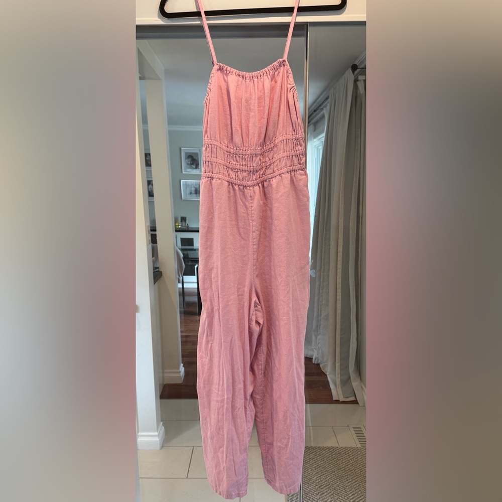 Old Navy Waist Defining Linen Blend Pink Jumpsuit - Picture 2 of 6